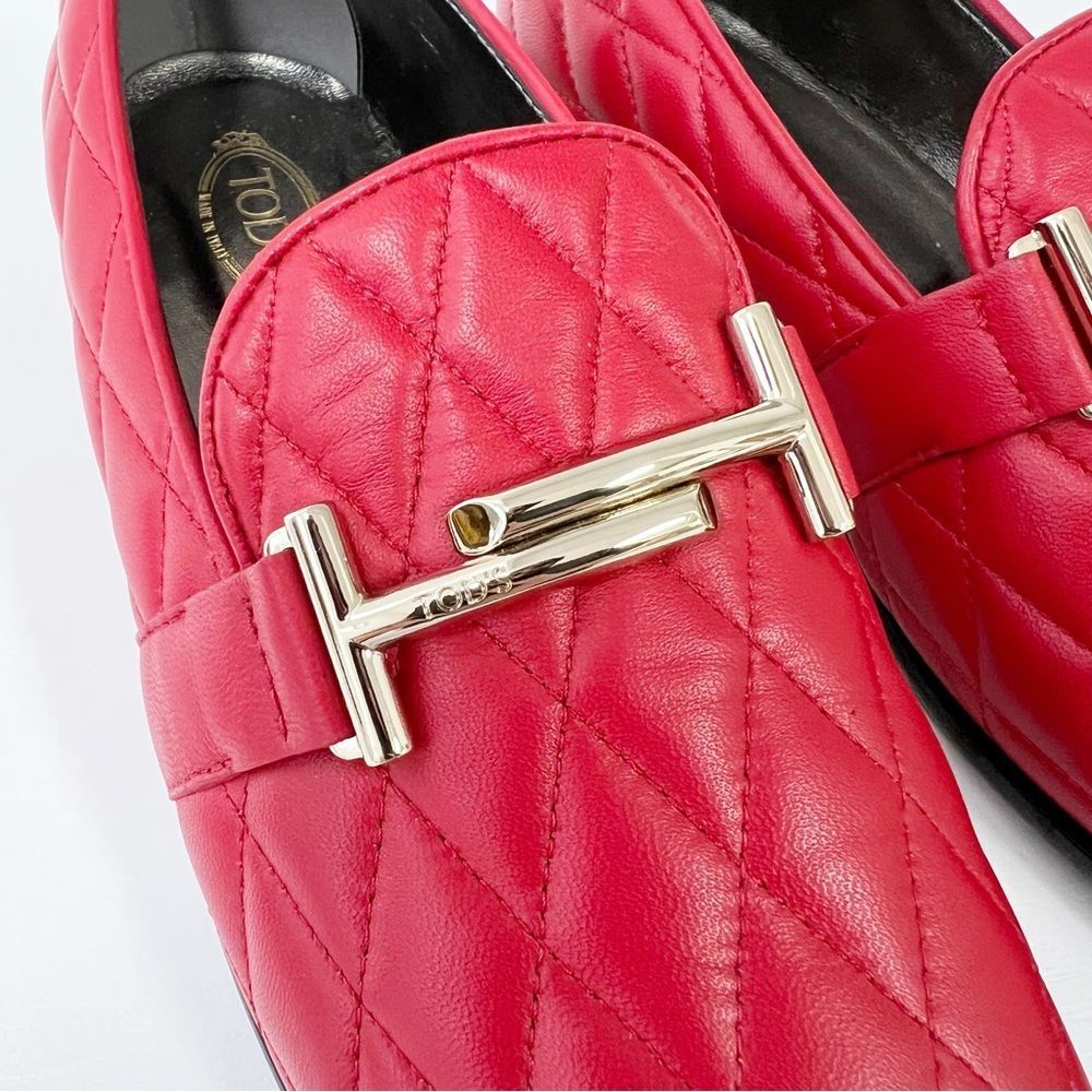 TOD’s Quilted Red Leather Loafer 6.5 - Picture 5 of 10